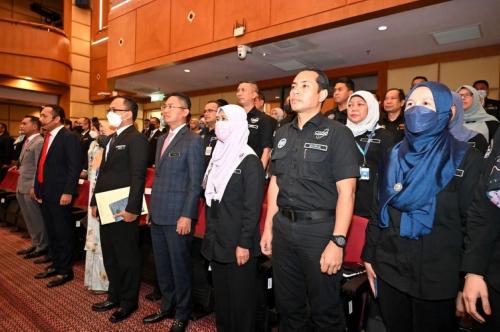 YBrs. Tuan Rahimi bin Ismail, Ketua Pengarah Keselamatan Kerajaan dan Pengurusan Tertinggi Pejabat CGSO serta pegawai-pegawai CGSO telah hadir ke perhimpunan Khas bersama TKSUK